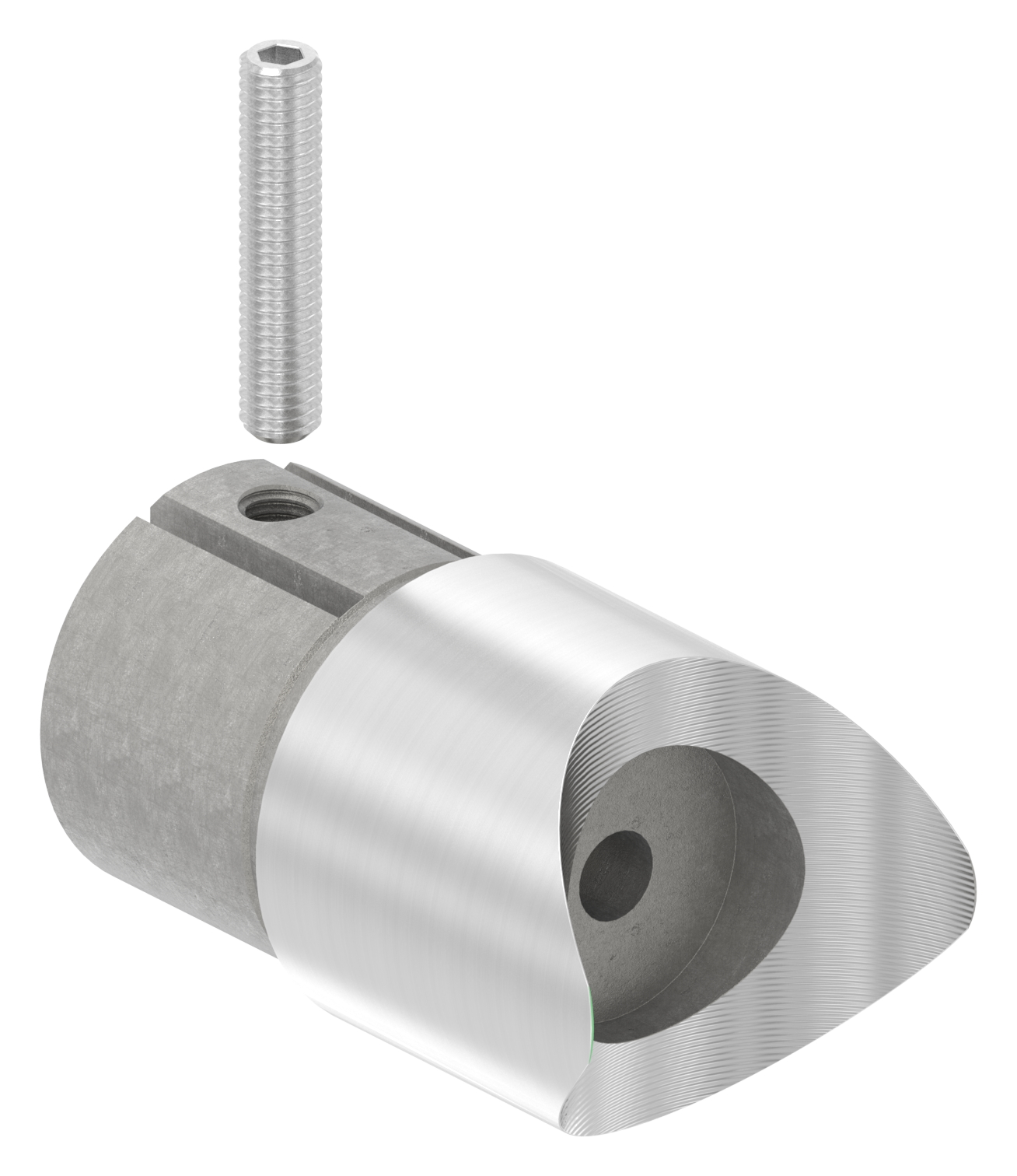Anschlussstück 90°, Anschluss oben: 48,3mm, V2A Anschlussstück 90°, Anschluss oben: 48,3mm, V2A