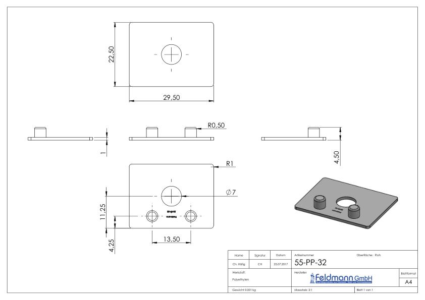 Ersatz-Abdeckplättchen für Blechhalter für Lochblechhalter Ø 32mm