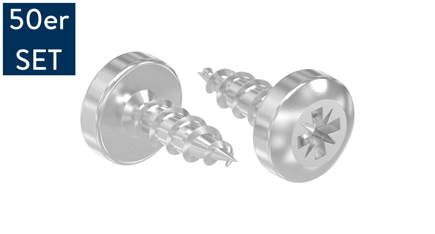 LUNORA® 50er Schrauben Set, zur Befestigung im Holz-Nutrohr 42,4mm