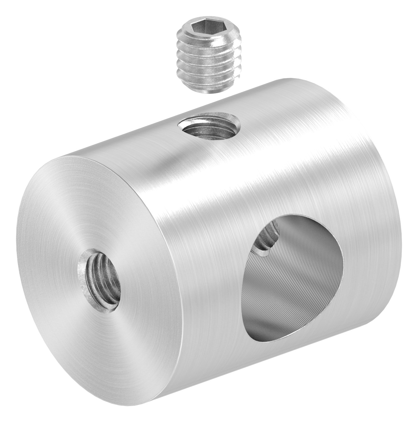 Querstabhalter (Montage zwischen zwei Flacheisen) mit 10,2mm Bohrung, V2A Querstabhalter (Montage zwischen zwei Flacheisen) mit 10,2mm Bohrung, V2A