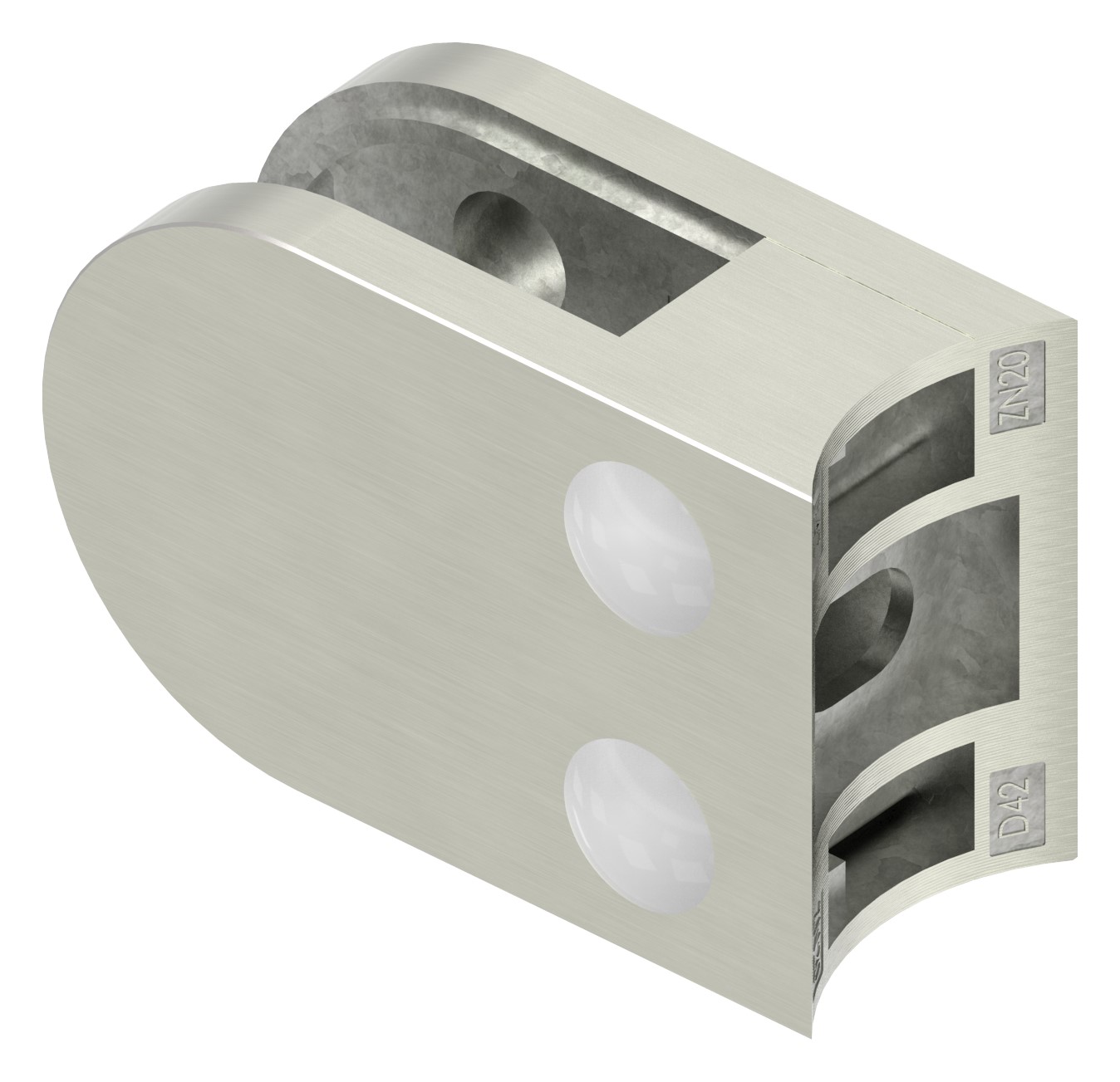 Glasklemme Mod. 32, Anschluss: 42,4mm, VA-Effekt Glasklemme Mod. 32, Anschluss: 42,4mm, VA-Effekt