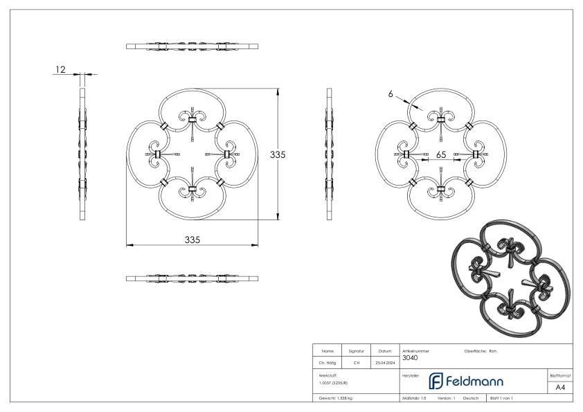 Zierelement 10x5mm, 340x340mm