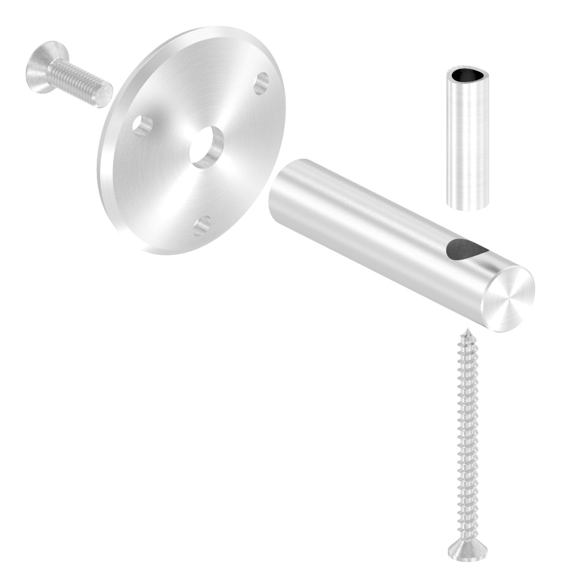Handlaufhalter zum Anschrauben mit Holzschraube (Ronde und Bügel verschraubt), V2A
