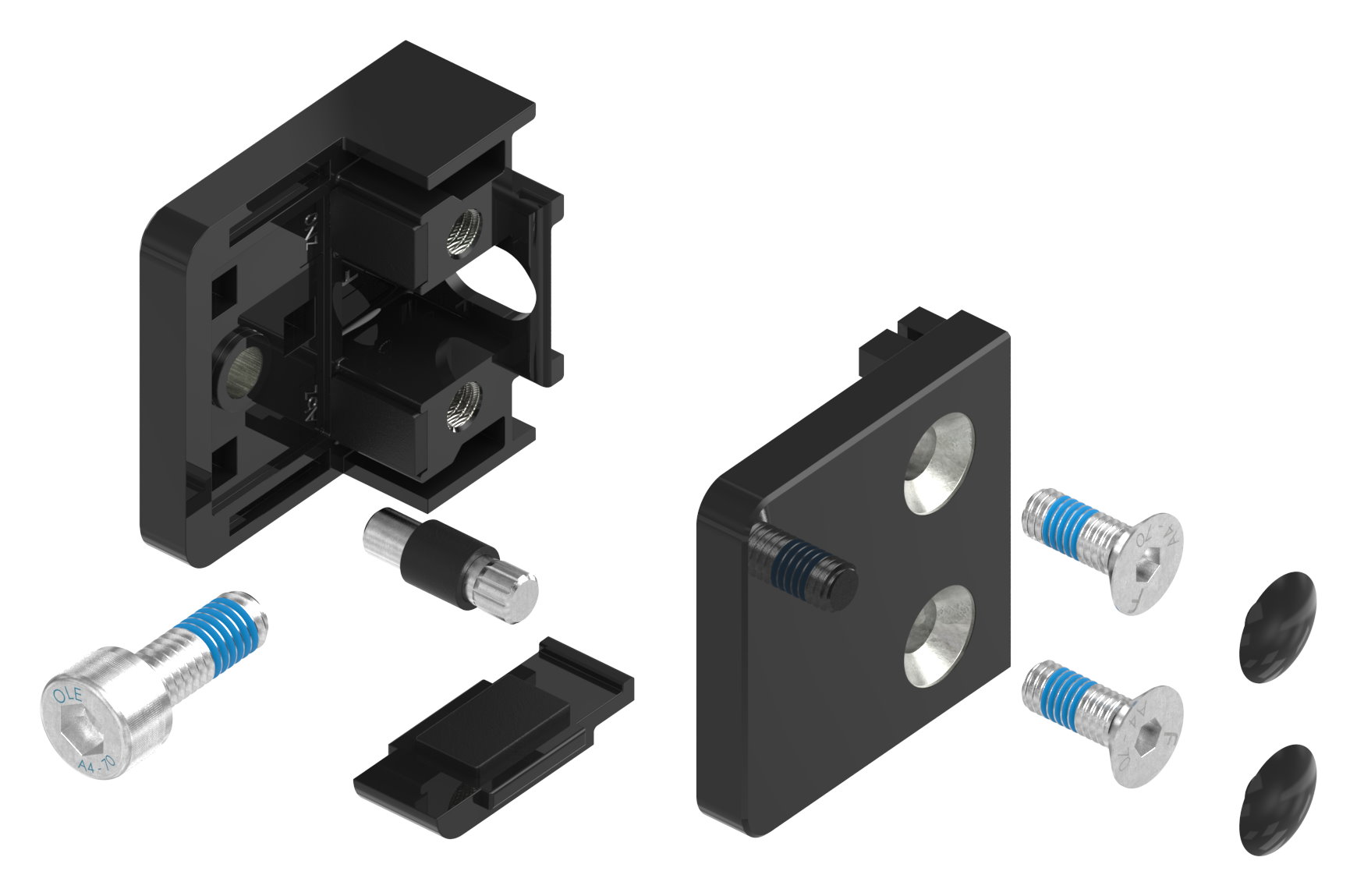 Glasklemme Mod. 31, Anschluss: gerade, Zink roh pulverbeschichtet RAL 9005 matt