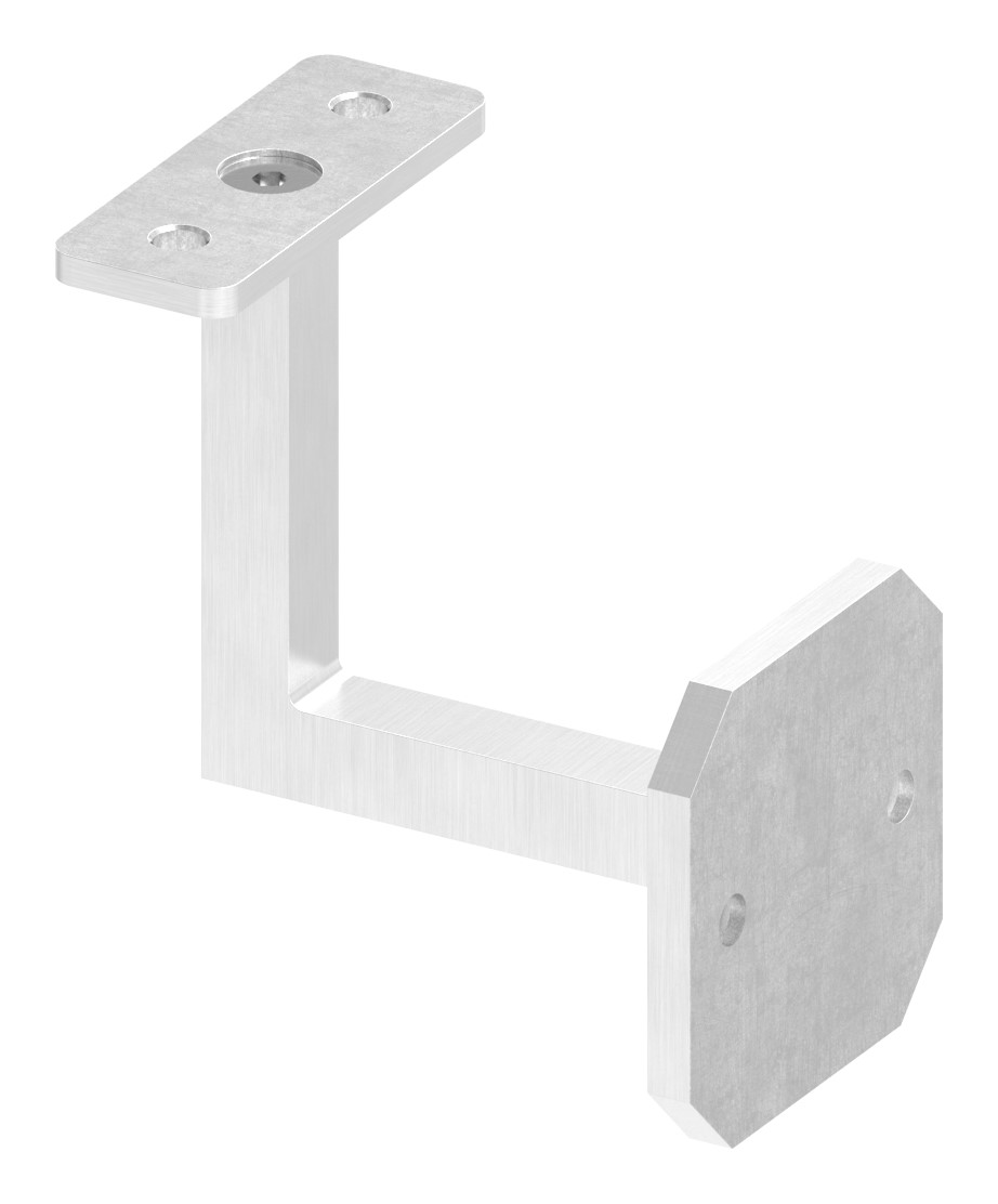 Handlaufhalter eckig mit gerader Handlaufanschlussplatte (Ronde und Bügel verschweißt), V2A