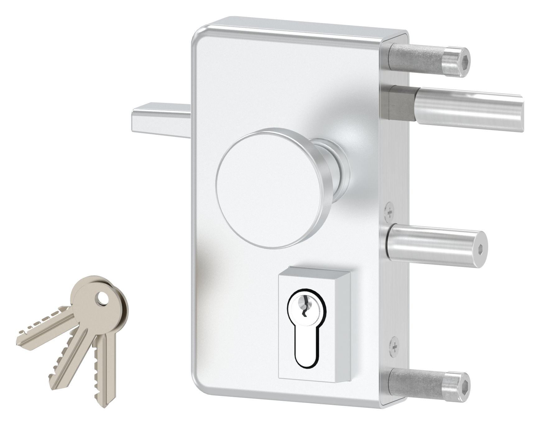 Gittertorschloss GTS 2 mit Anti-Panik-Funktion für Rohrstärke 40-60mm, Gehäuse silber