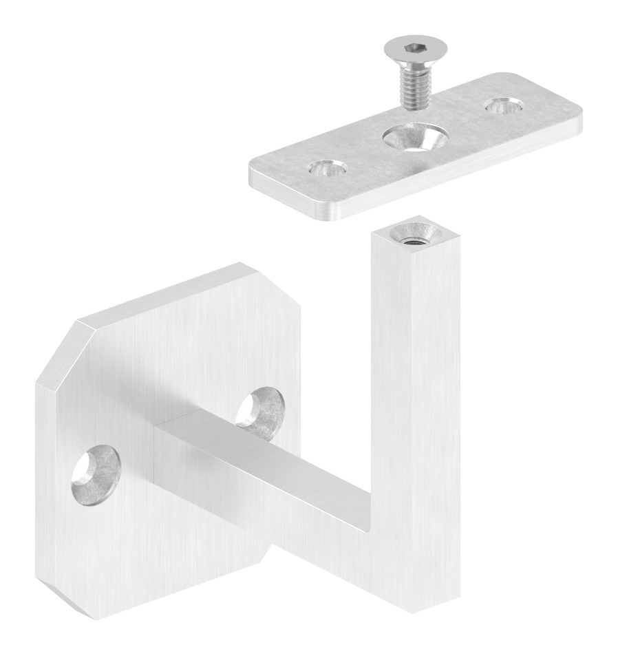 Handlaufhalter eckig mit gerader Handlaufanschlussplatte (Ronde und Bügel verschweißt), V2A