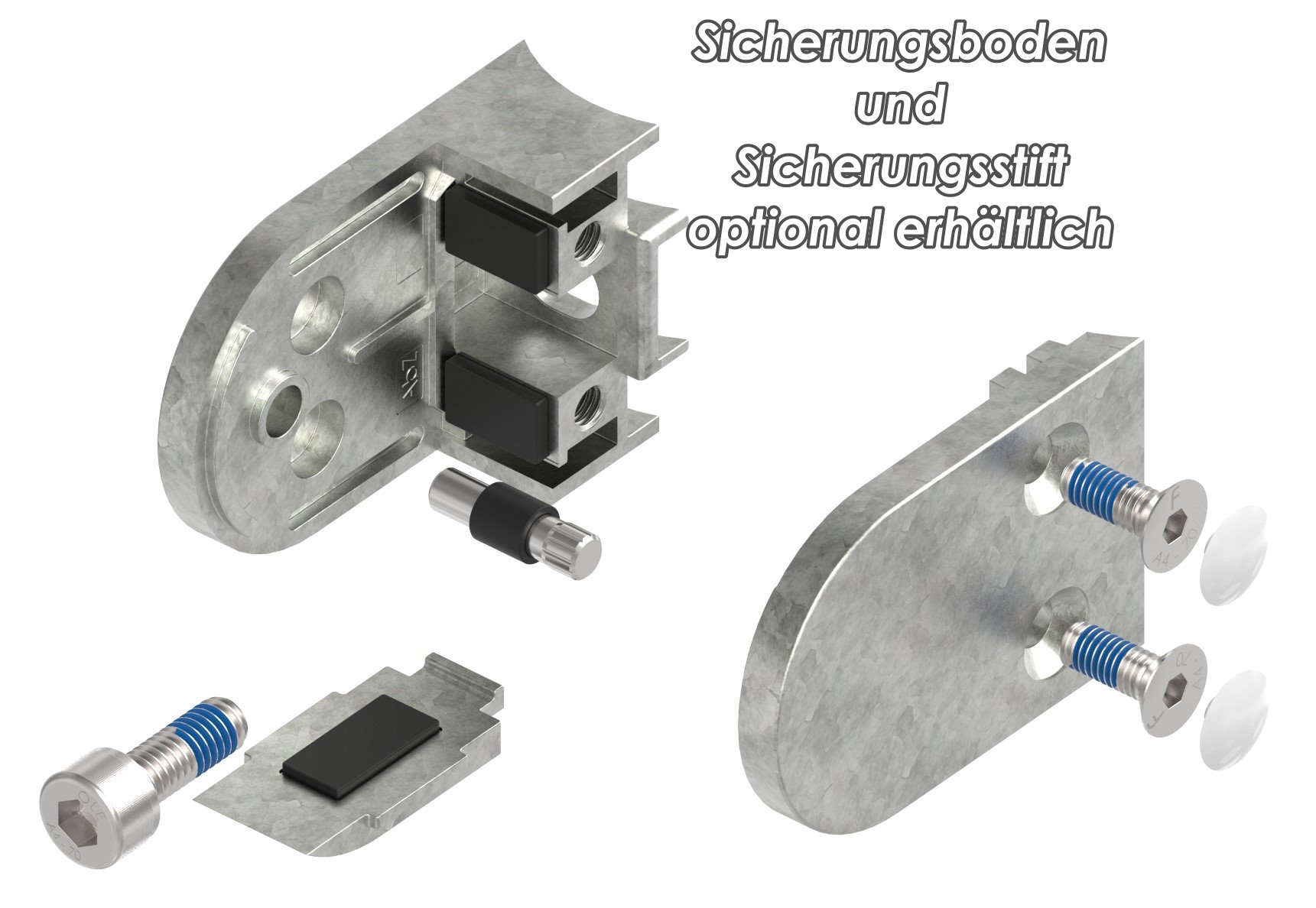 Glasklemme Mod. 38, Anschluss: 48,3mm, Zink roh