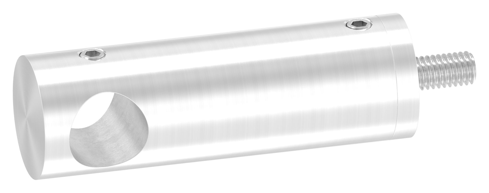 Querstabhalter verlängert, mit Durchgangsbohrung für geraden Anschluss, 14,2mm Bohrung, V2A Querstabhalter verlängert, mit Durchgangsbohrung für geraden Anschluss, 14,2mm Bohrung, V2A