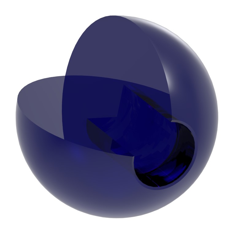 Glaskugel blau Ø 35mm mit Sackloch 12,3mm