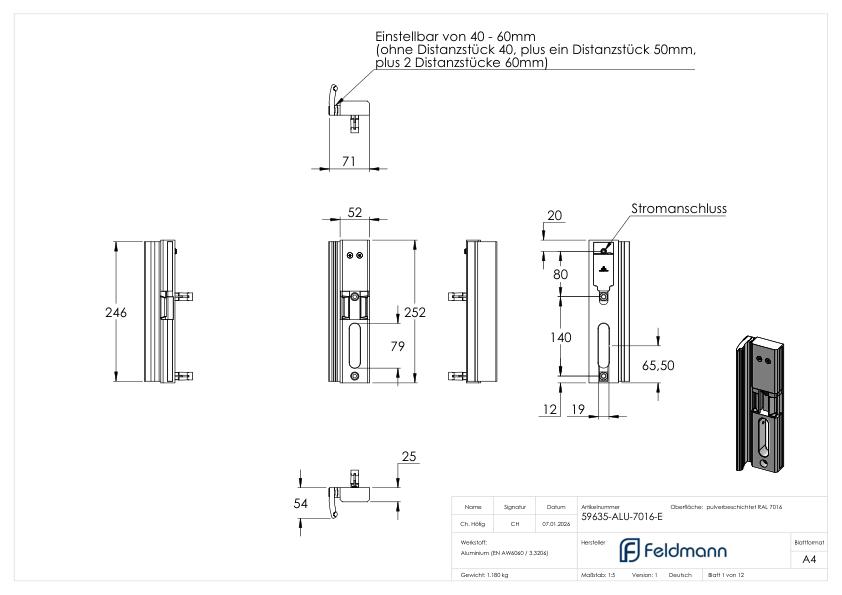 Elekterischer Öffner, MODULEC-SA-E - stomlos geschlossen - in RAL 7016
