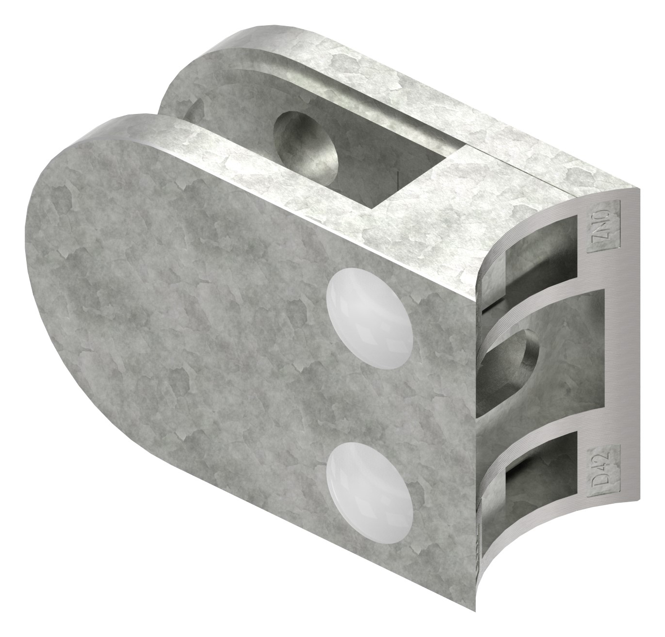 Glasklemme Mod. 33, Anschluss: 42,4mm, in Zink roh Glasklemme Mod. 33, Anschluss: 42,4mm, in Zink roh