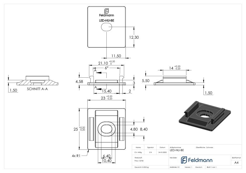 LED-Nutrohr: Befestigungselement, 10er-Set für LED-Trägerprofil