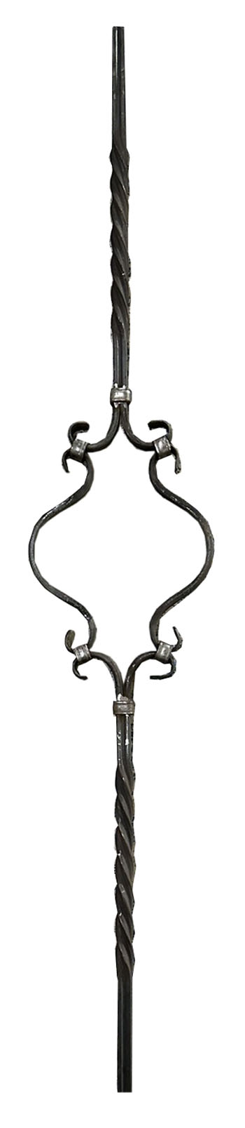 Zierstab aus 12x12mm, grillt, 2x gedreht, Länge 900mm