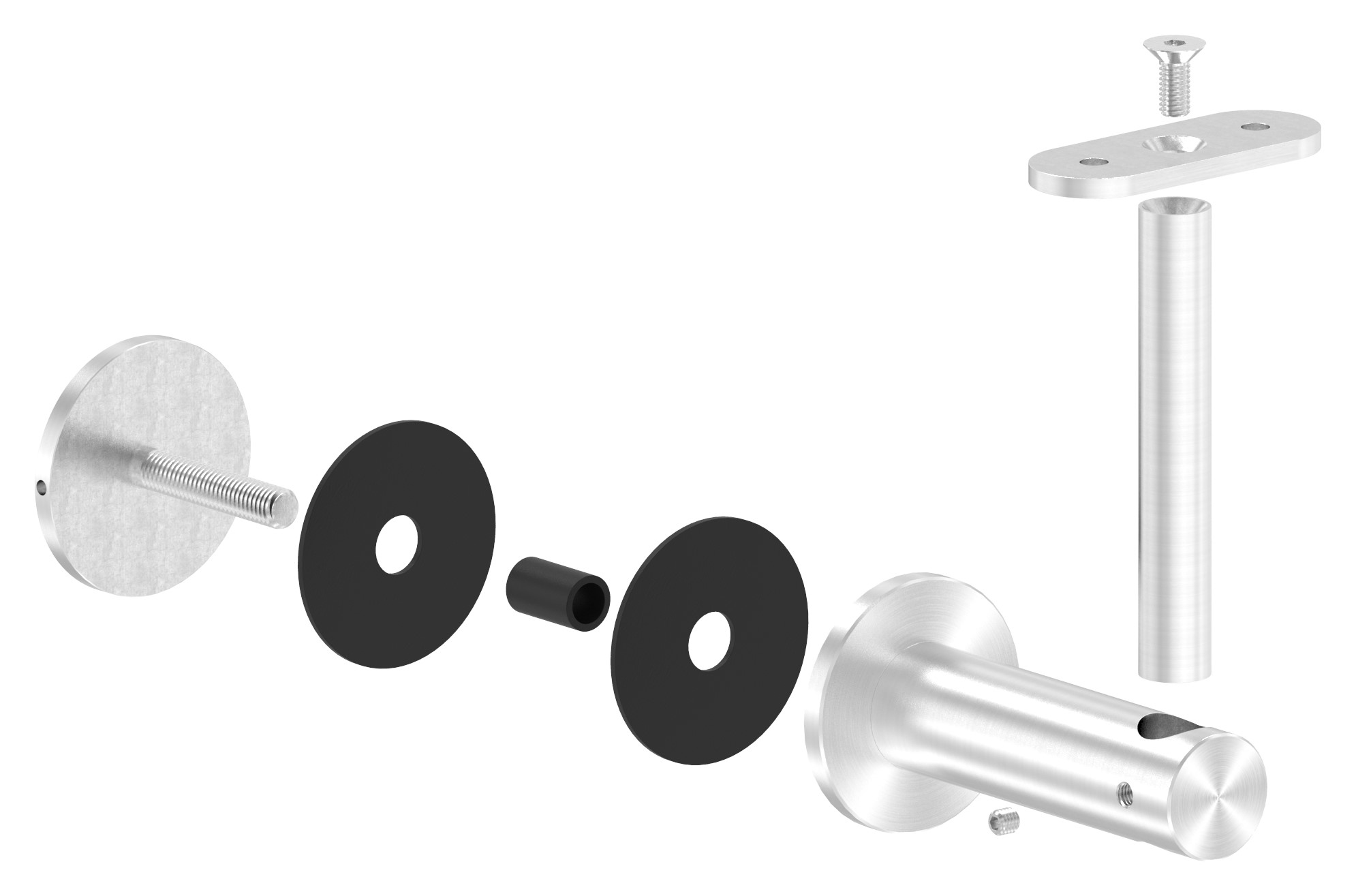 Handlaufhalter für Glas, Handlaufanschlussplatte flach, V2A Handlaufhalter für Glas, Handlaufanschlussplatte flach, V2A