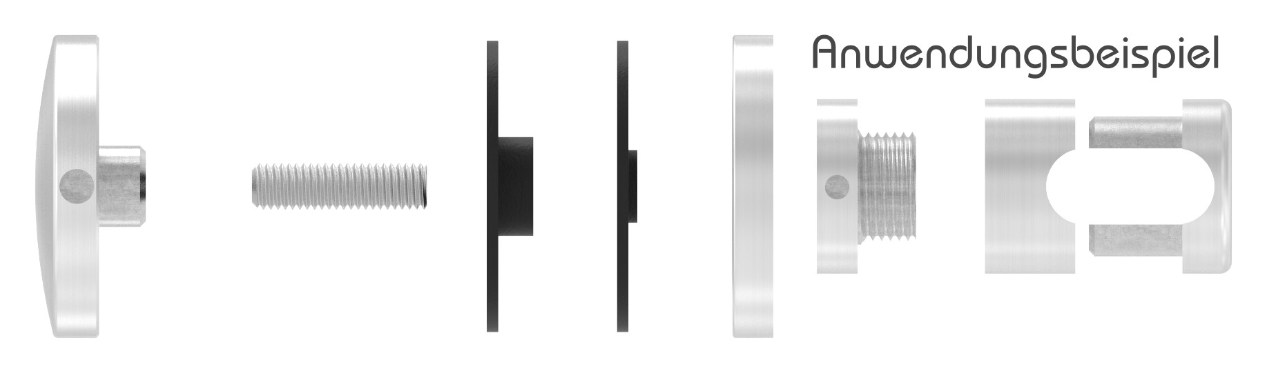 Glaspunkthalter Ø 52 mm, passend zu Brenk-Halter, V2A Glaspunkthalter Ø 52 mm, passend zu Brenk-Halter, V2A