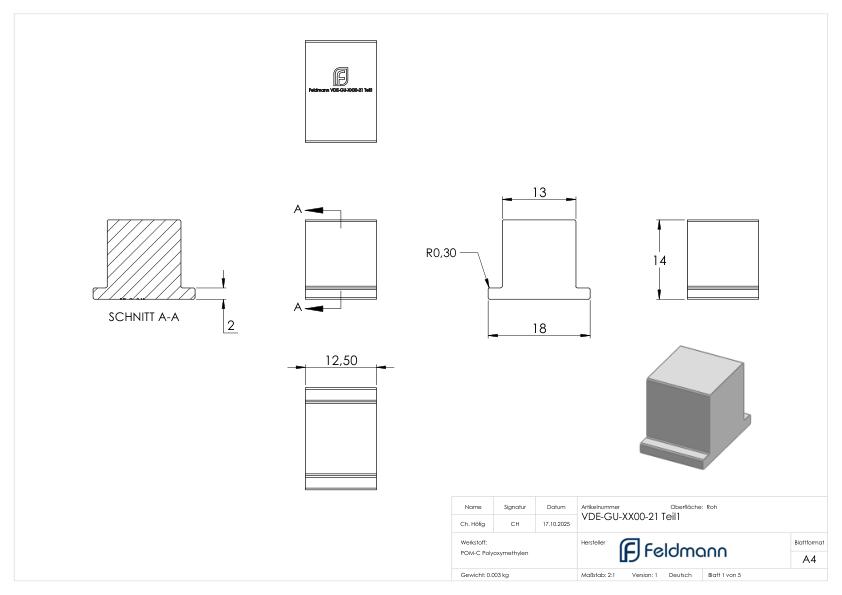 Montage-Set Glas 21,52mm eleganza canopy, für  L: 6,000m