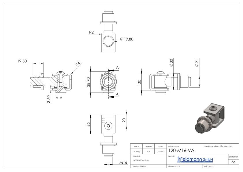 Torband mit Gewindehülse M16, V2A Torband mit Gewindehülse M16, V2A