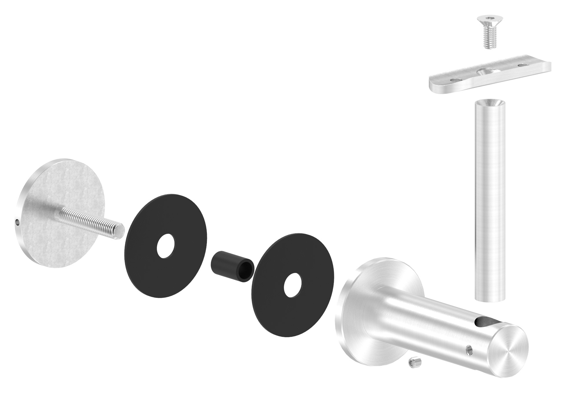Handlaufhalter für Glas, Handlaufanschlussplatte 42,4mm, V2A Handlaufhalter für Glas, Handlaufanschlussplatte 42,4mm, V2A
