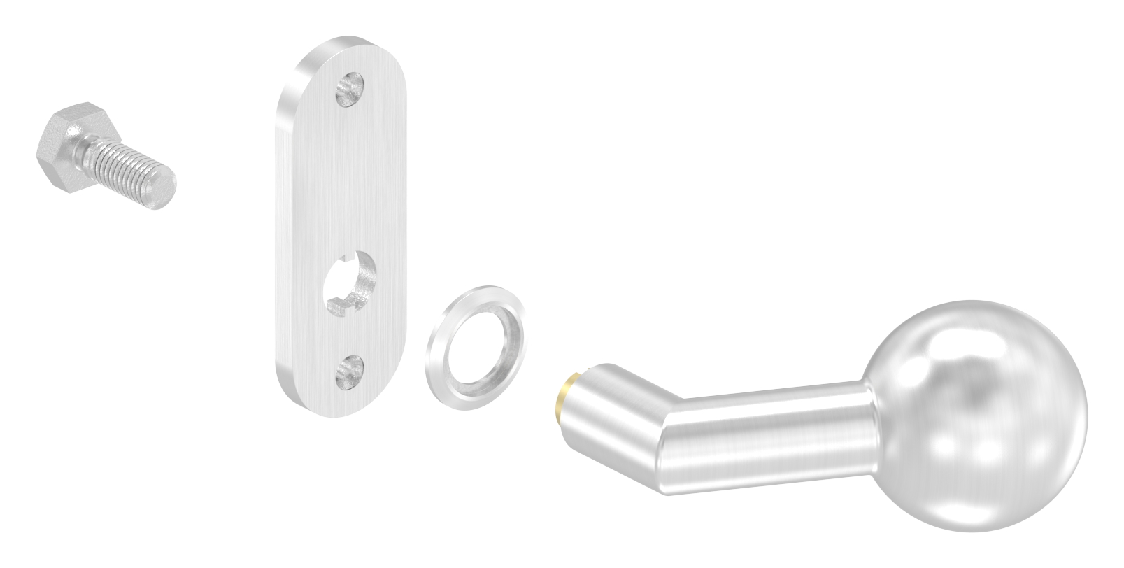 Türknopf, Ø 50mm, mit Langschild, V2A Türknopf, Ø 50mm, mit Langschild, V2A