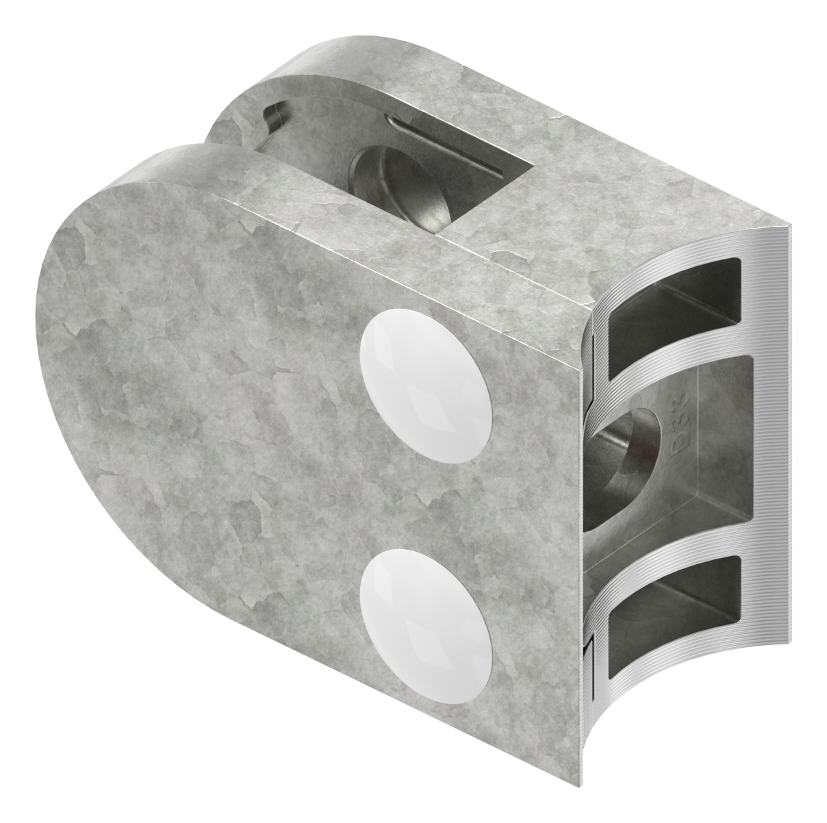 Glasklemme Mod. 30, Anschluss: 33,7mm, Zink roh