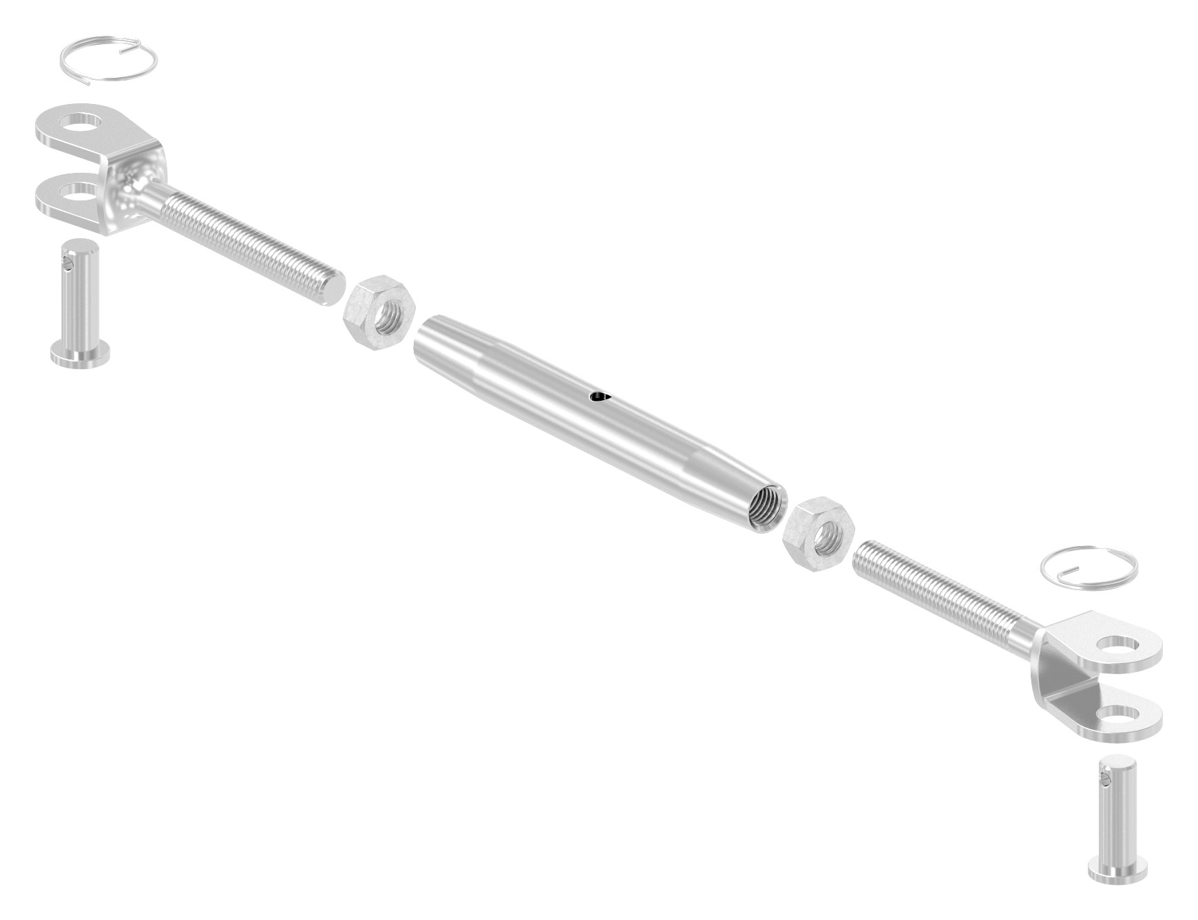 Wantenspanner Gabel/Gabel mit Gewinde M8, V4A