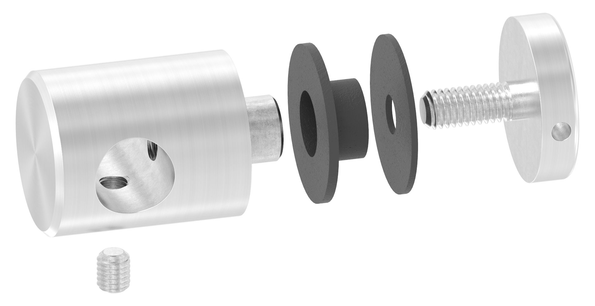 Querstab-Glashalter Ø25mm für 12mm Rund, für Glas 6-12,76mm, V2A Querstab-Glashalter Ø25mm für 12mm Rund, für Glas 6-12,76mm, V2A