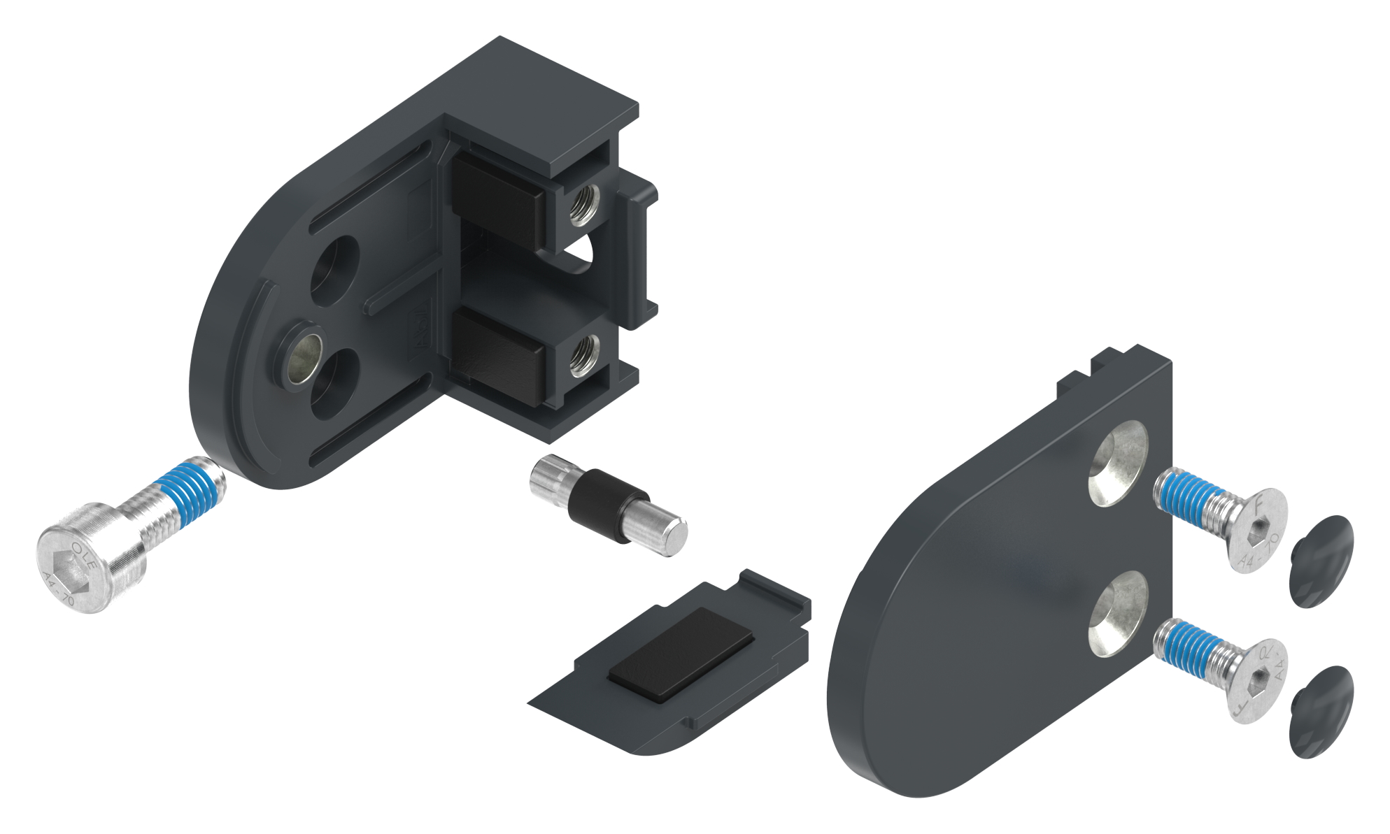 Glasklemme Mod. 38, Anschluss: gerade, Zink roh pulverbeschichtet RAL 7016 matt