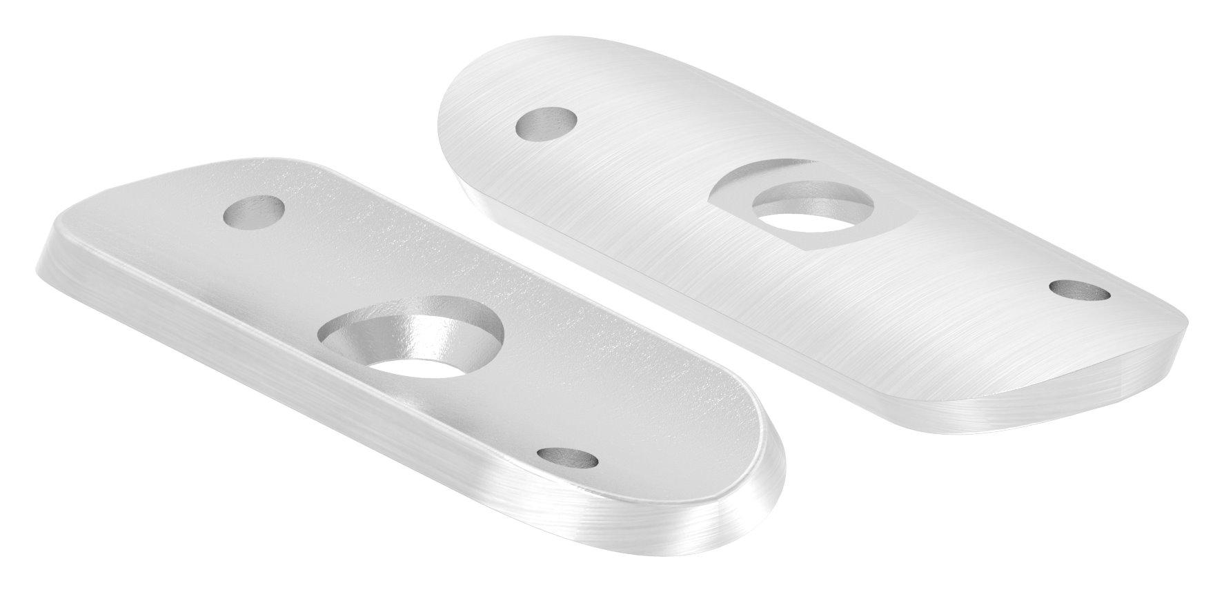 Handlaufanschlussplatte, 42,4mm, Bohrungen versetzt, V2A