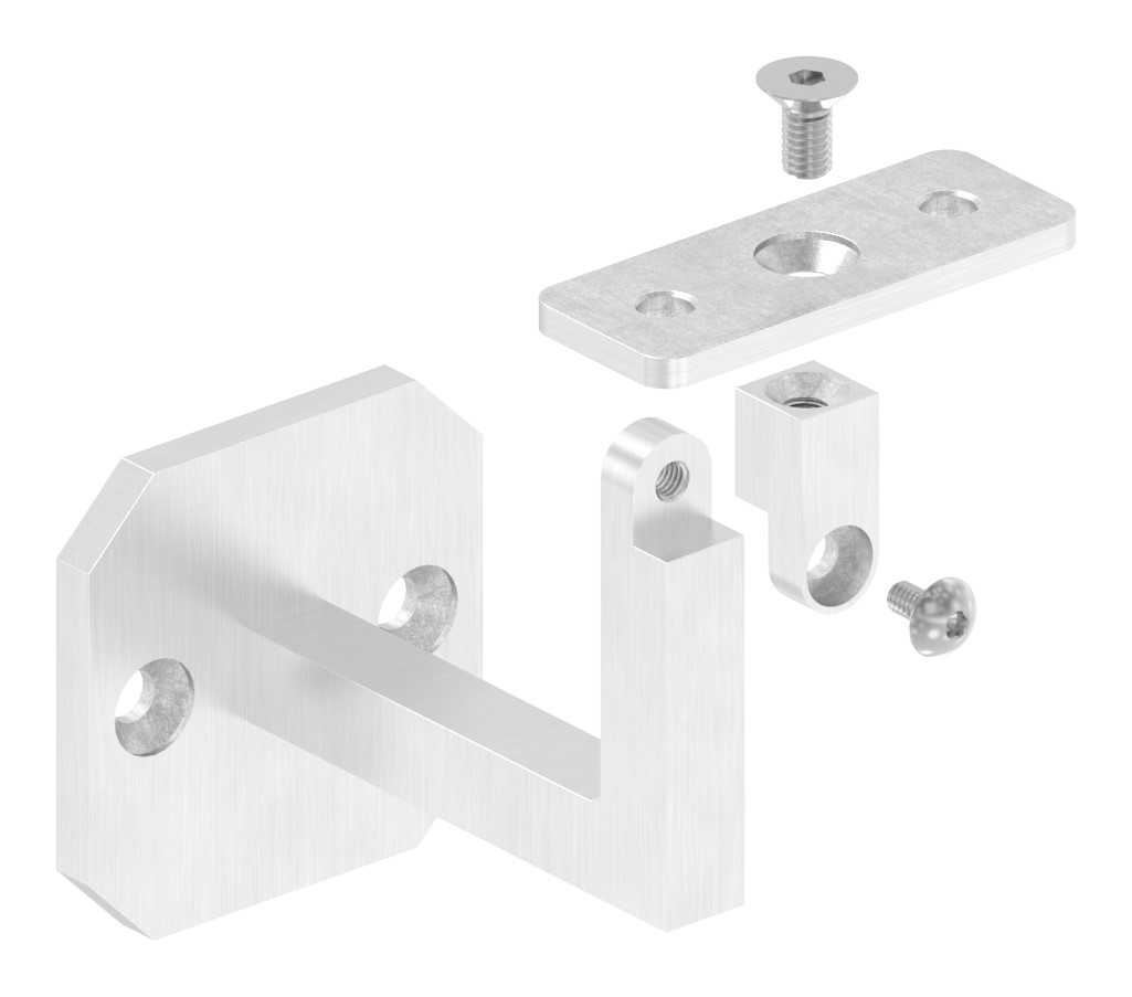 Handlaufhalter eckig mit gerader Handlaufanschlussplatte (Ronde und Bügel verschweißt), V2A