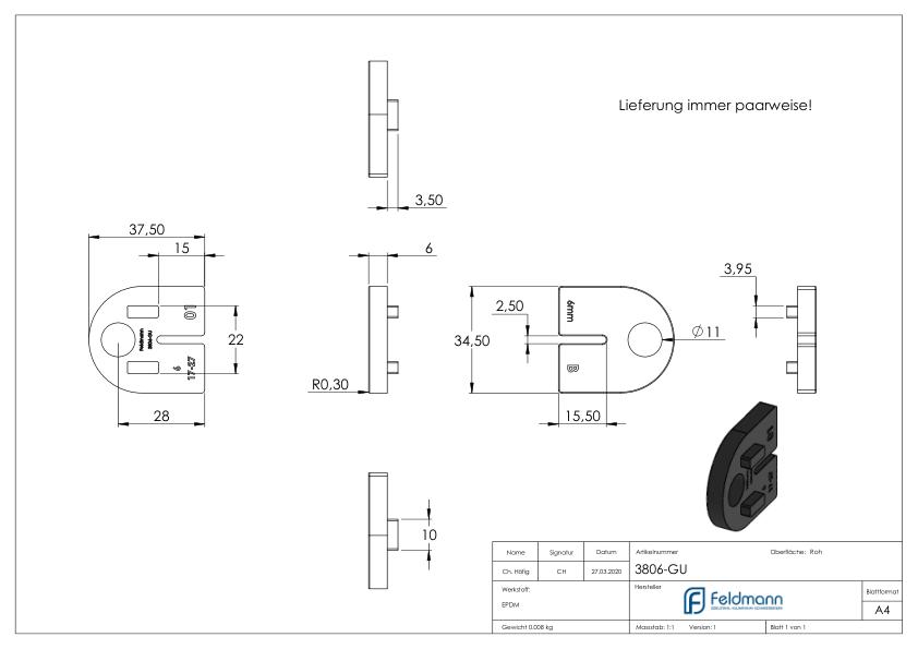 Gummi für Mod. 38 - für ESG 6mm