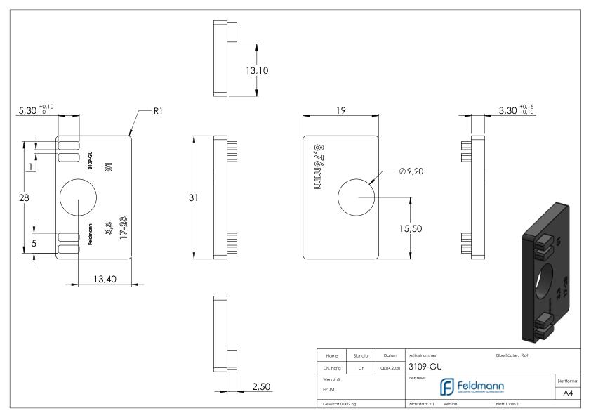 Gummi für Mod. 31, VSG-Glas 8,76mm Gummi für Mod. 31, VSG-Glas 8,76mm