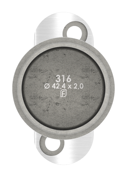 Rohrabschlussstopfen für Rohr 42,4x2,0mm, Handlaufanschlussplatte: 42,4mm, V4A