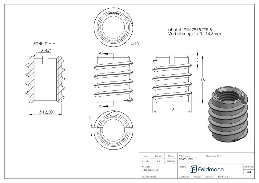 Rampa-Muffe M10x18, V2A