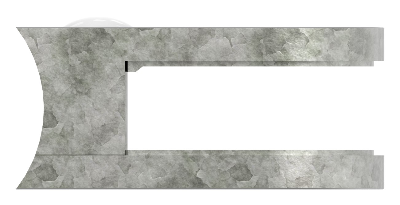 Glasklemme Mod. 33, Anschluss: 48,3mm, in Zink roh