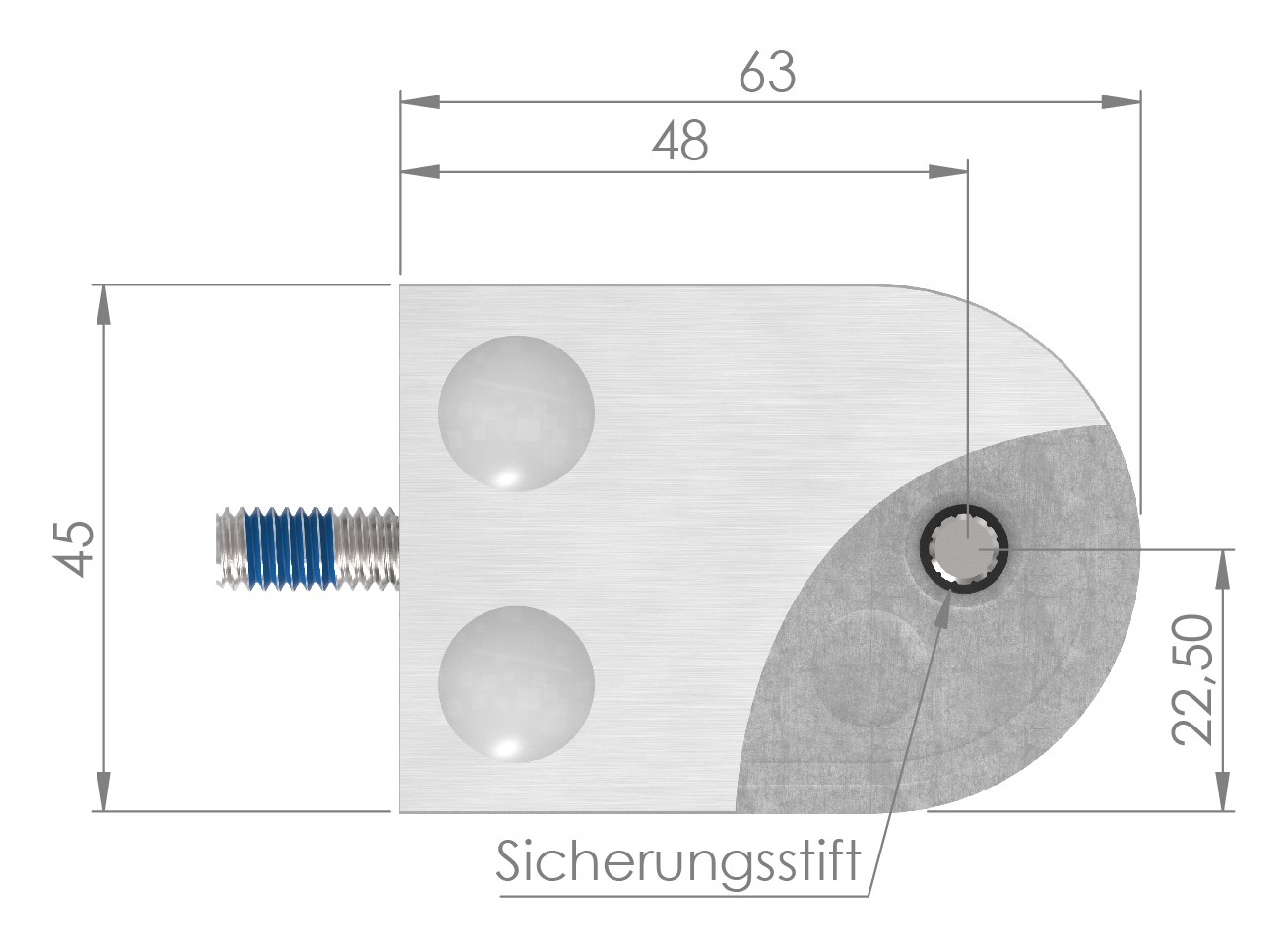 Glasklemme Mod. 32, Anschluss: 42,4mm, V2A Glasklemme Mod. 32, Anschluss: 42,4mm, V2A