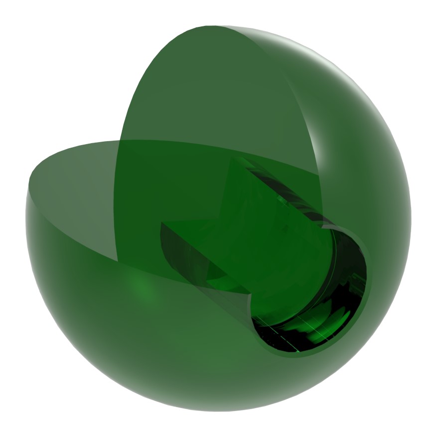 Glaskugel grün Ø 35mm mit Sackloch 12,3mm