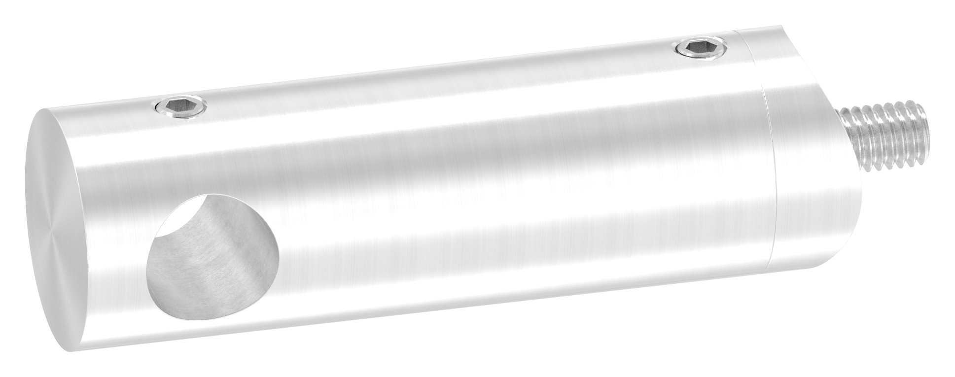 Querstabhalter verlängert, mit Durchgangsbohrung für 33,7mm Rohr, 12,2mm Bohrung, V2A