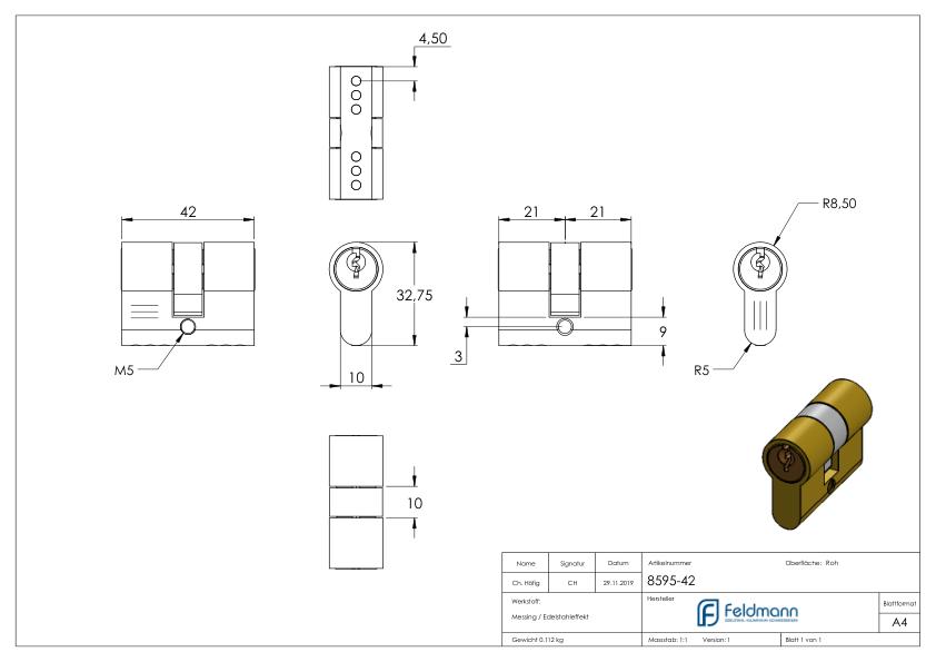 Profilzylinder, L: 42mm Profilzylinder, L: 42mm