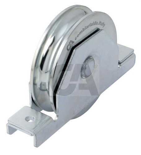 Schiebetorrolle mit Rundrille, Ø 160mm, für Schiene Ø 20mm, 2 Kugellager, verzinkt