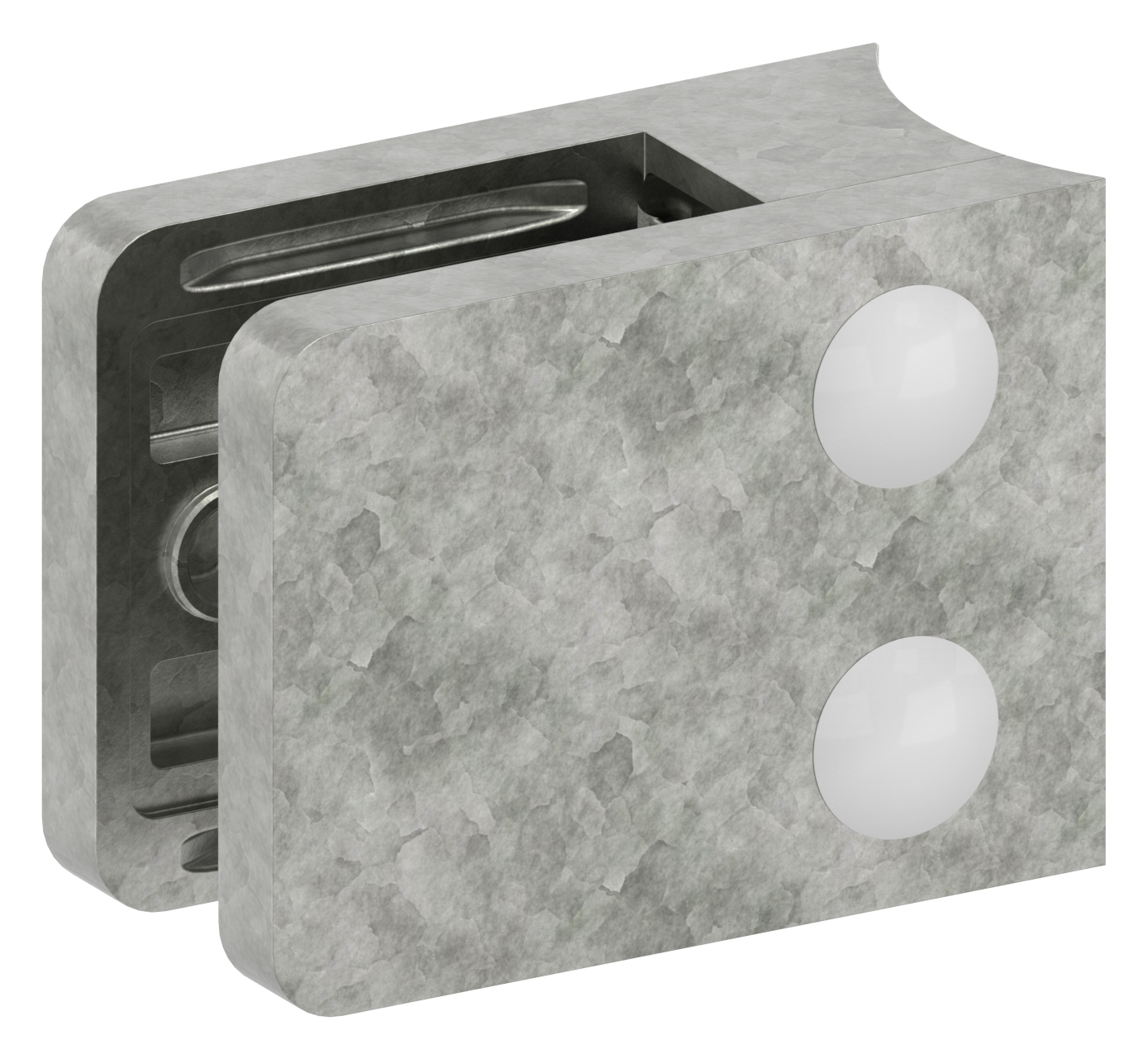 Glasklemme Mod. 36, Anschluss: 48,3mm, in Zink roh