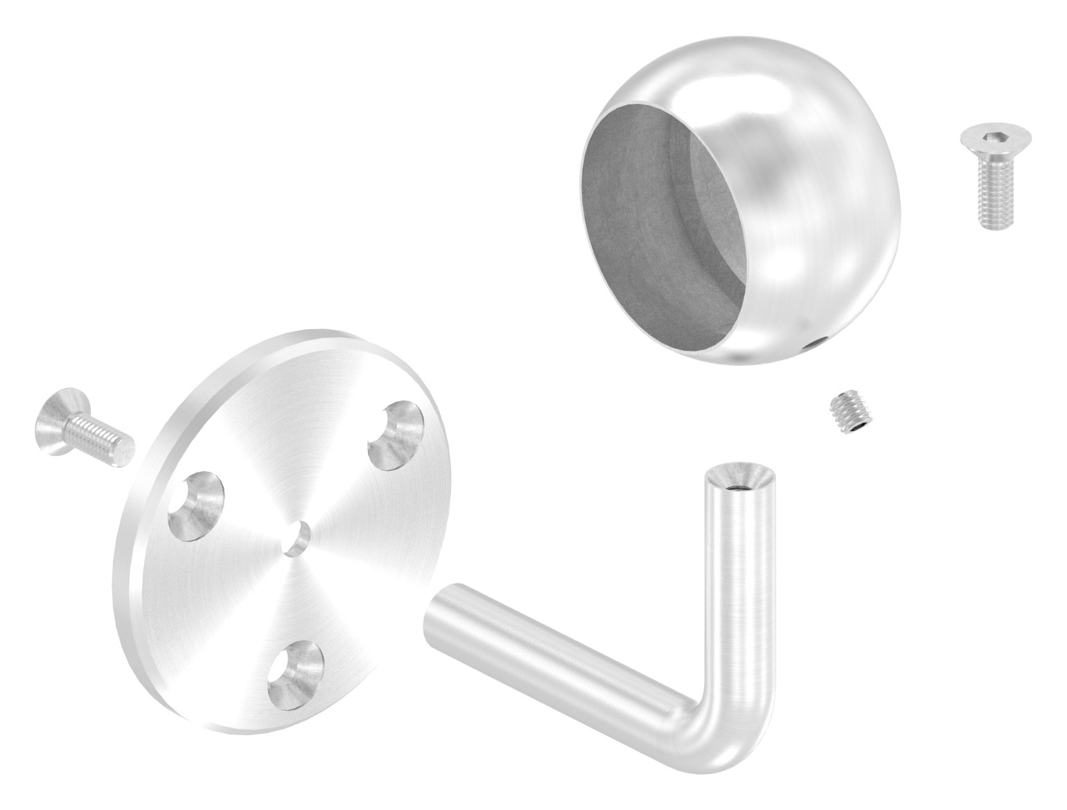 Handlaufhalter mit Kugelring für Rohr 42,4mm (Ronde und Bügel verschraubt), V2A Handlaufhalter mit Kugelring für Rohr 42,4mm (Ronde und Bügel verschraubt), V2A