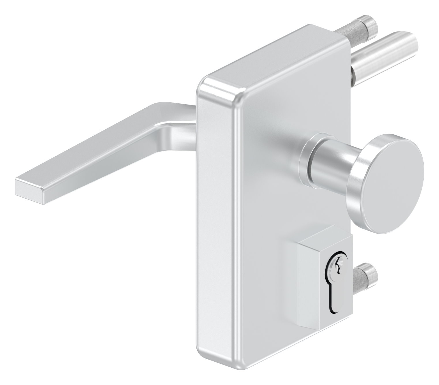Gittertorschloss GTS 2 mit Anti-Panik-Funktion für Rohrstärke 40-60mm, Gehäuse silber