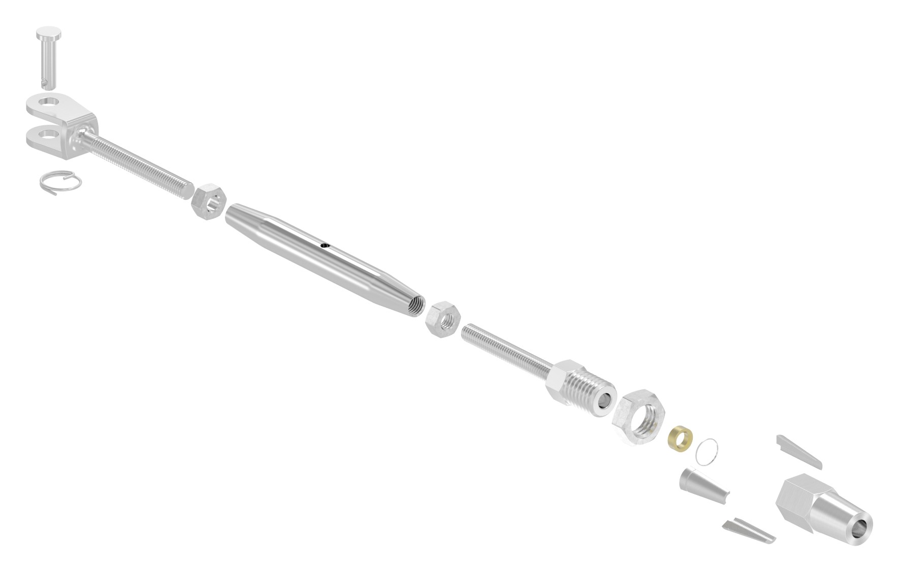 Wantenspanner Gabel zur Selbstmont. Seil 4mm, V4A