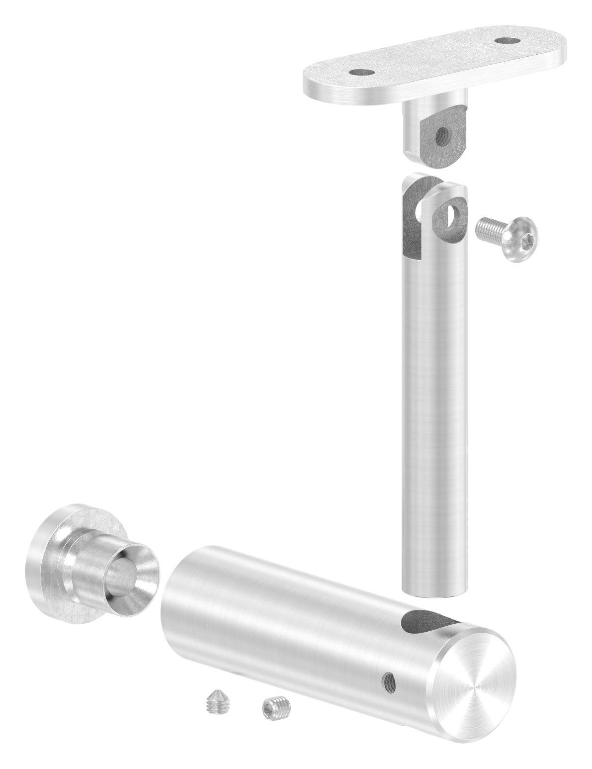 Handlaufhalter mit Gelenk, Handlaufanschlussplatte flach, V2A