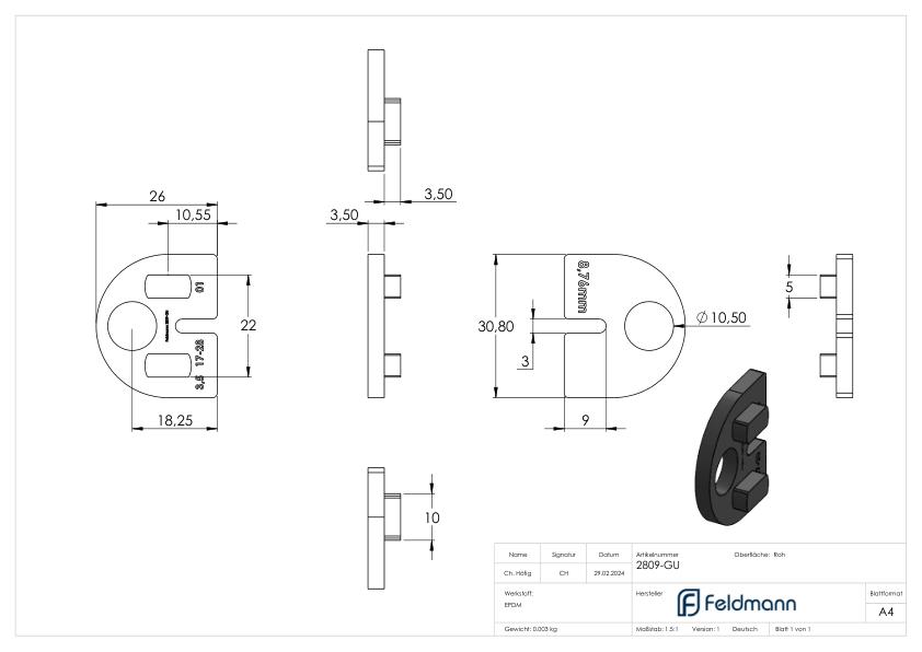 Gummi für Mod. 28, VSG-Glas 8,76mm