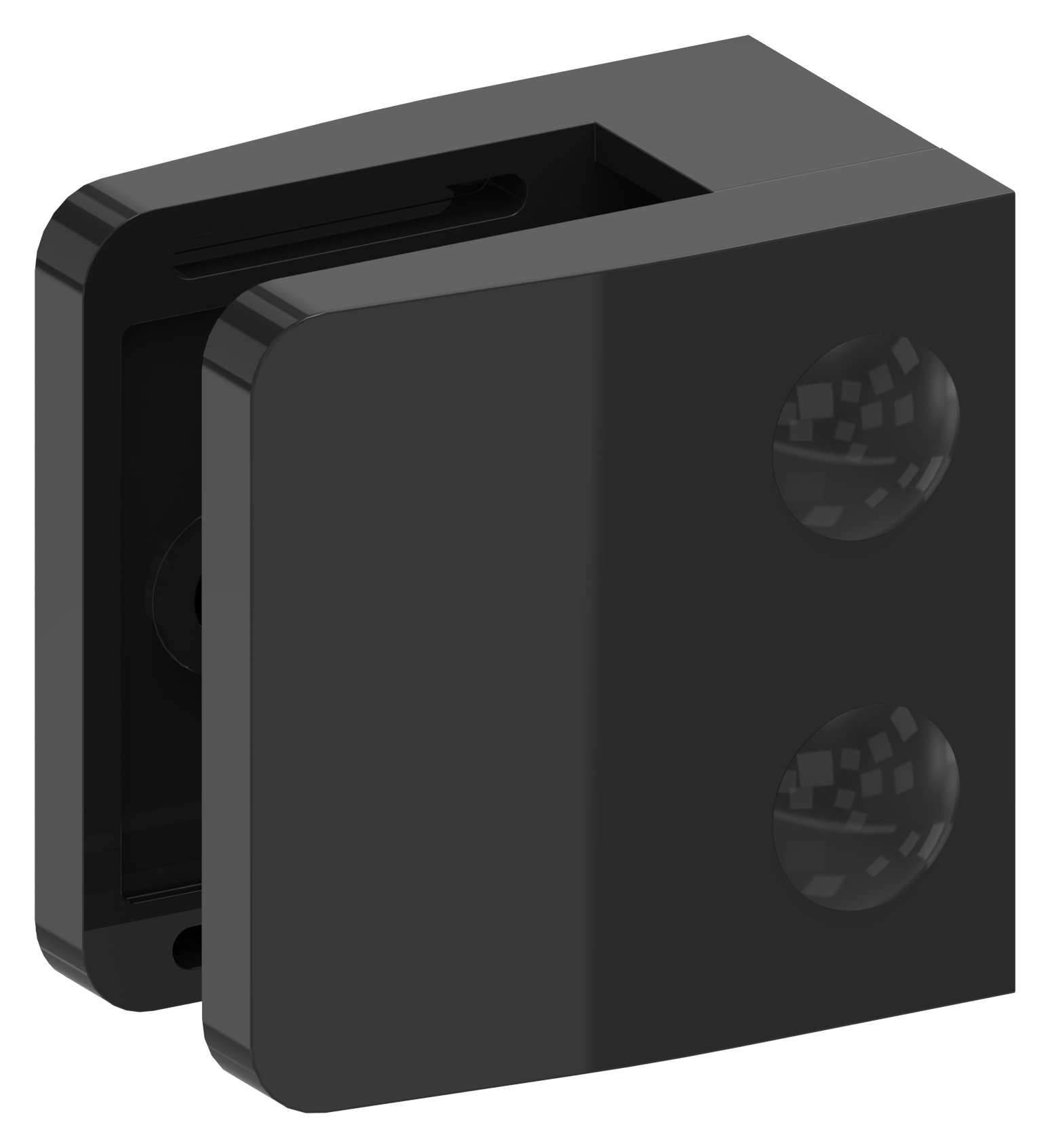 Glasklemme Mod. 34, Anschluss: gerade, Zink roh pulverbeschichtet RAL 9005 glänzend