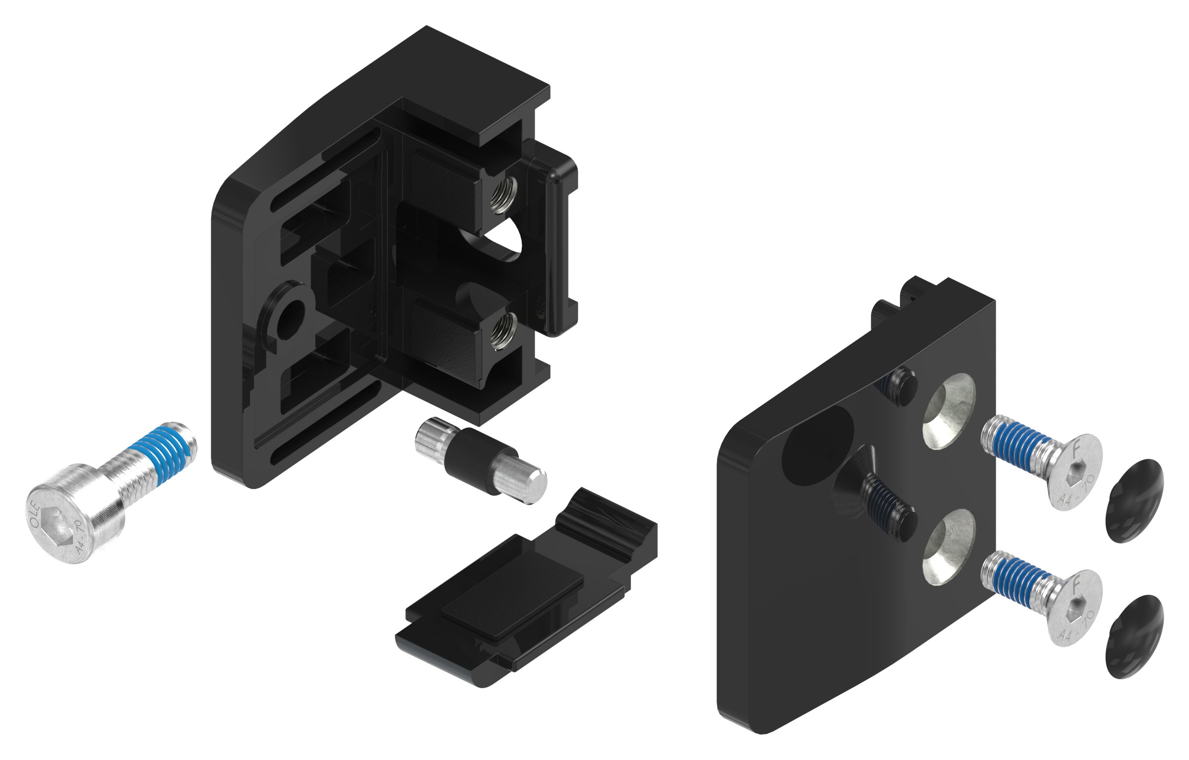 Glasklemme Mod. 34, Anschluss: gerade, Zink roh pulverbeschichtet RAL 9005 glänzend