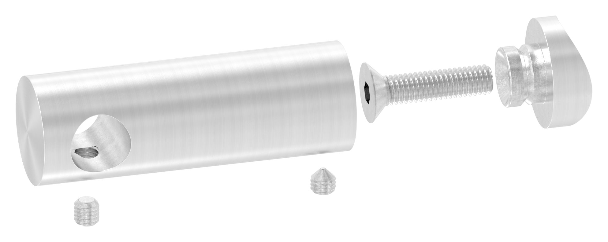 Querstabhalter verlängert, mit Durchgangsbohrung für 33,7mm Rohr, 12,2mm Bohrung, V2A