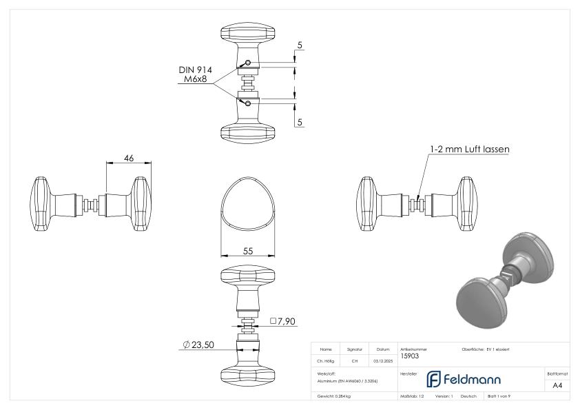 Gerundetes Aluminium-Drückerpaar